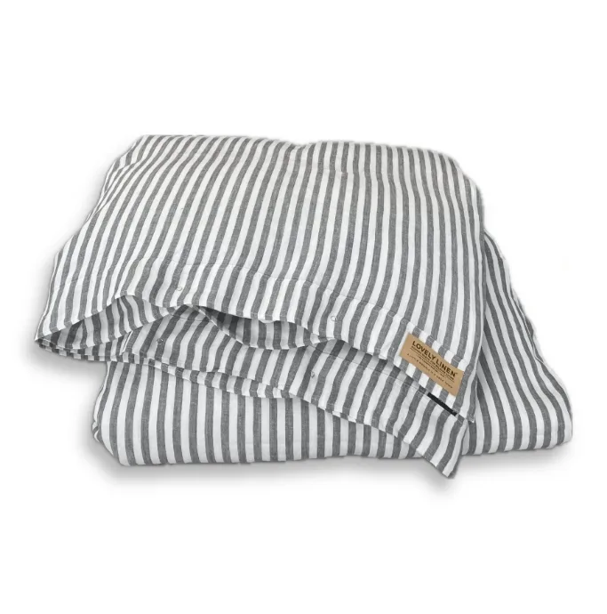 BL0697 Poszewka Na Kołdrę MISTY Dark Grey - Paski