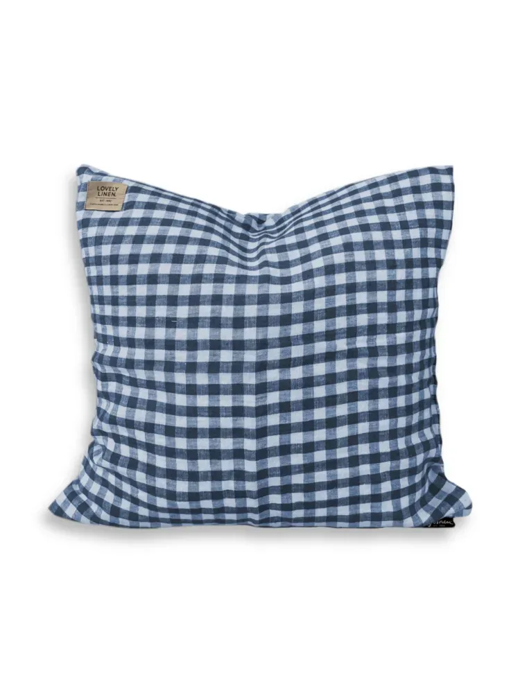 Dekoracyjna Poszewka Na Poduszkę MISTY Denim Blue - Kratka