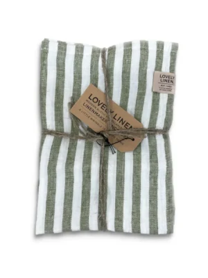 Bieżnik lniany MISTY Jeep Green - Paski – zdjęcie produktowe