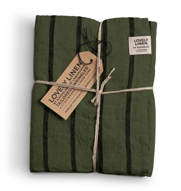 Bieżnik lniany MISTY Stripe Forest – zdjęcie produktowe