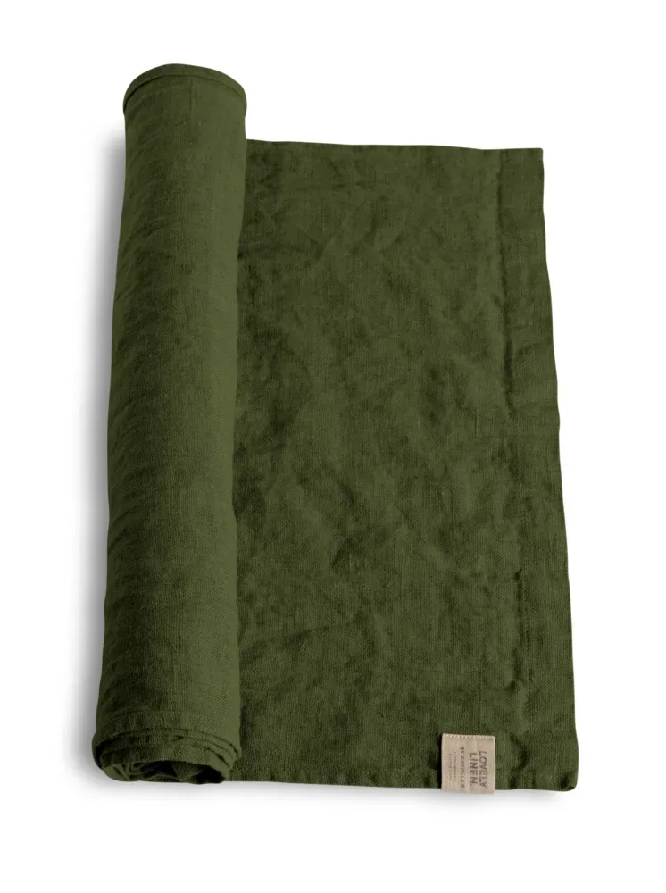 Bieżnik lniany LOVELY Jeep Green – zdjęcie produktowe