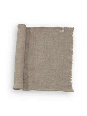 Lniany bieżnik RUSTIC RAW Natural Beige 40X95 Lovely Linen