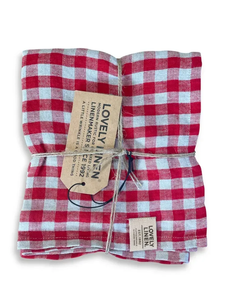 Bieżnik MISTY Real Red - Kratka 35X90 – zdjęcie produktowe Bieżnik lniany MISTY Real Red - Kratka 35X90 – zdjęcie produktowe
