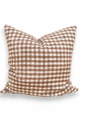 Dekoracyjna Poszewka Na Poduszkę MISTY Almond - Kratka